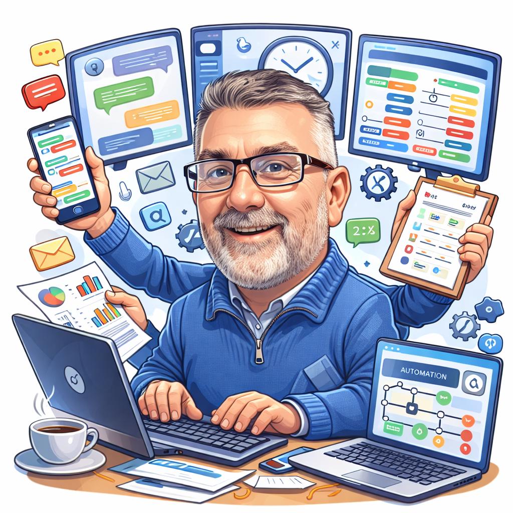 Illustration representing practical virtual assistant support, systems, admin, communication, and business organisation